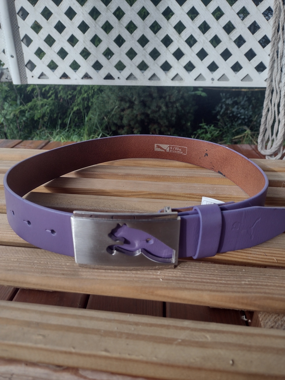 Purple Leather Belt with Silver Buckle - Women Accessories